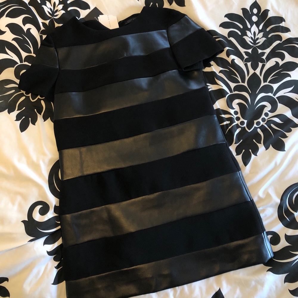 Zara dress leather stripped